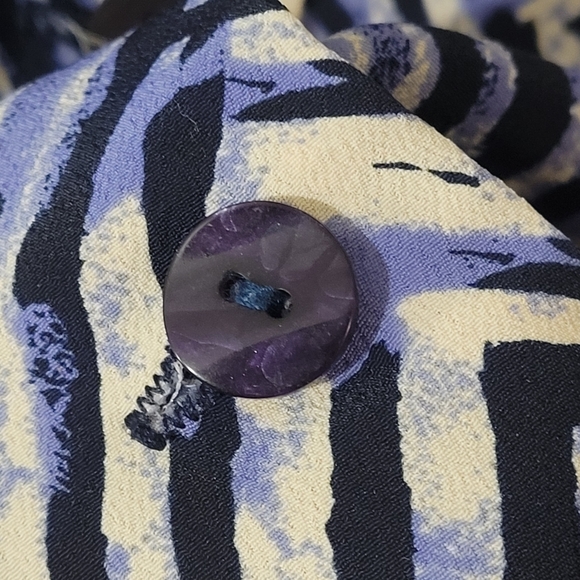 80s blue stripe tile print shirt - Picture 5 of 10